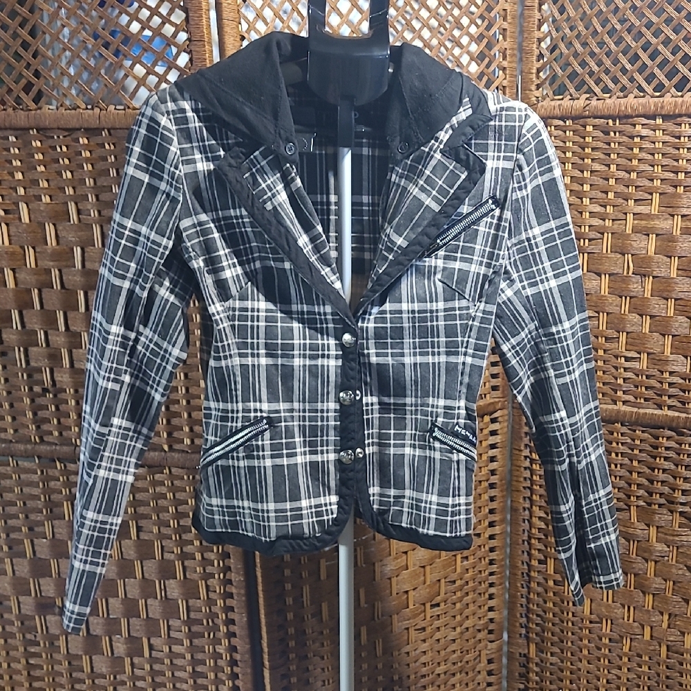Tripp NYC Black and White Plaid Blazer